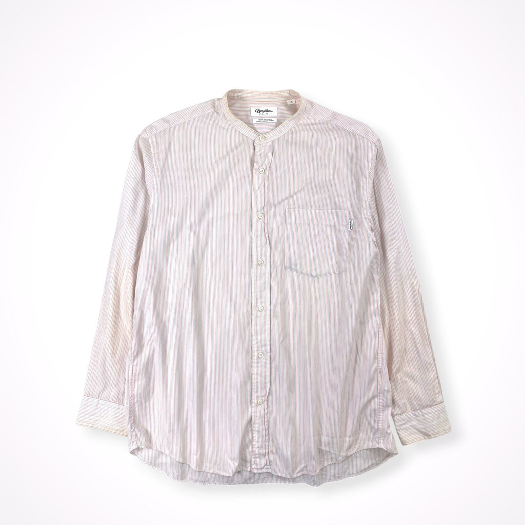 Gymphlex / バンドカラーオーバーシャツ ストライプ 参考定価：14,000+tax SIZE:M