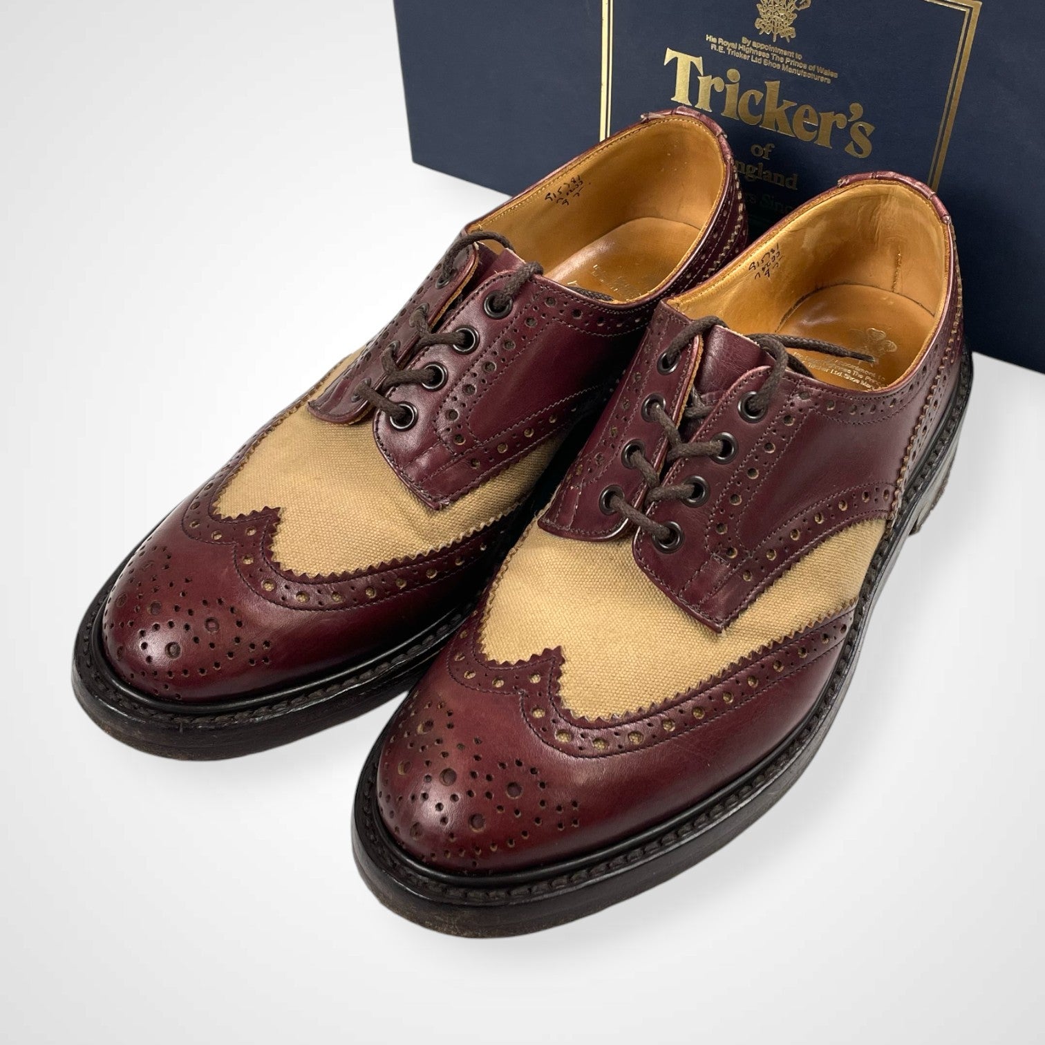 Tricker's トリッカーズ / BOURTON COUNTRY BOOTS 2トーンウイングチップ キャンバス×レザー SIZE：9(27.5cm程度)