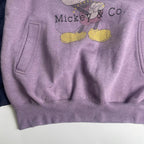 DISNEY＆CO × GENUS ディズニー ミッキー / 80s- ハーフジッププルオーバー パーカー パープル SIZE：L