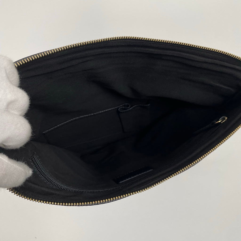ESCADA エスカーダ / レザークラッチバッグ 折りたたみ型 ブラック 参考定価：130,000程度