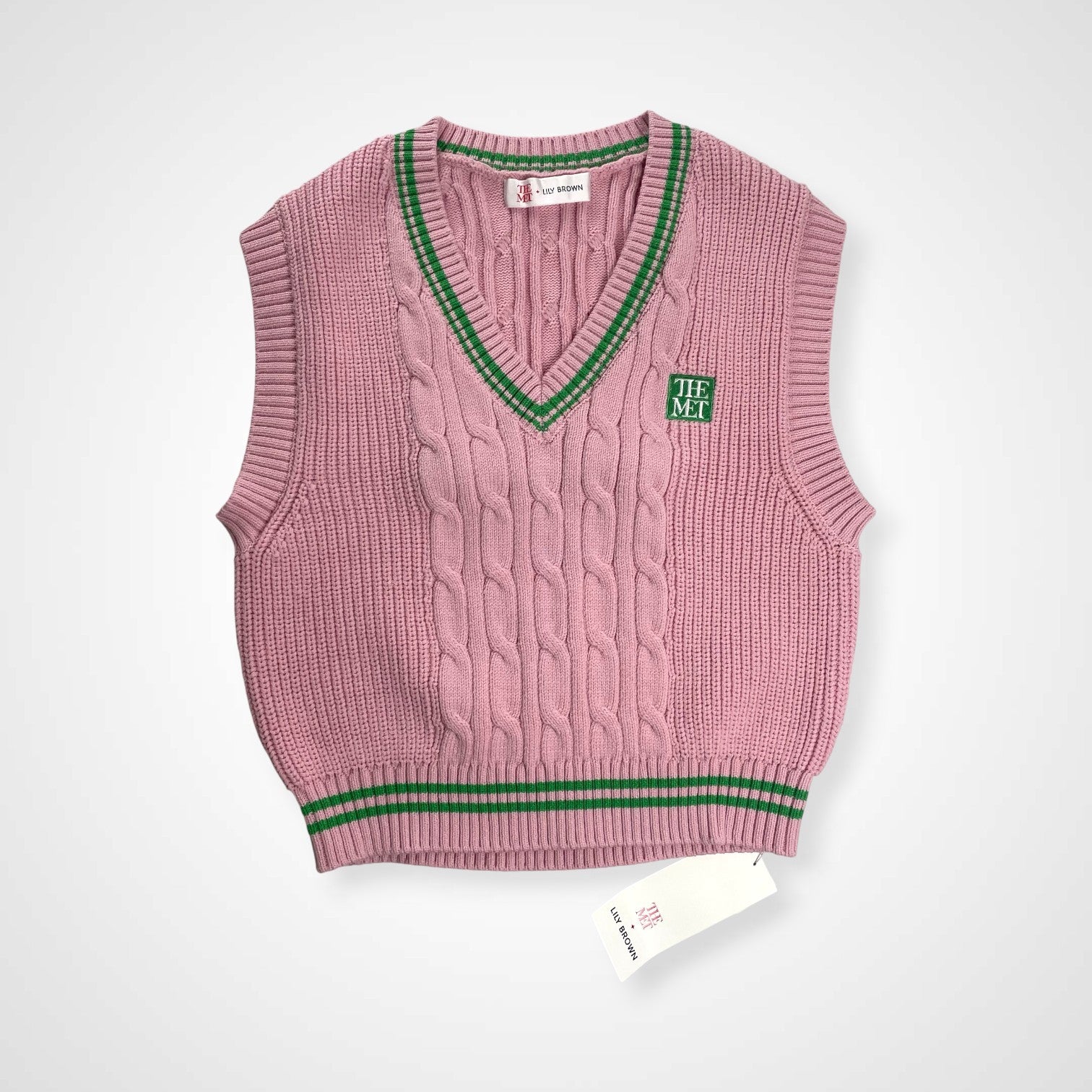 THE MET × LILY BROWN メトロポリタン美術館 リリーブラウン / コラボチルデンベスト  ピンク×グリーン 未使用品 参考定価：10,800+tax SIZE:FREE