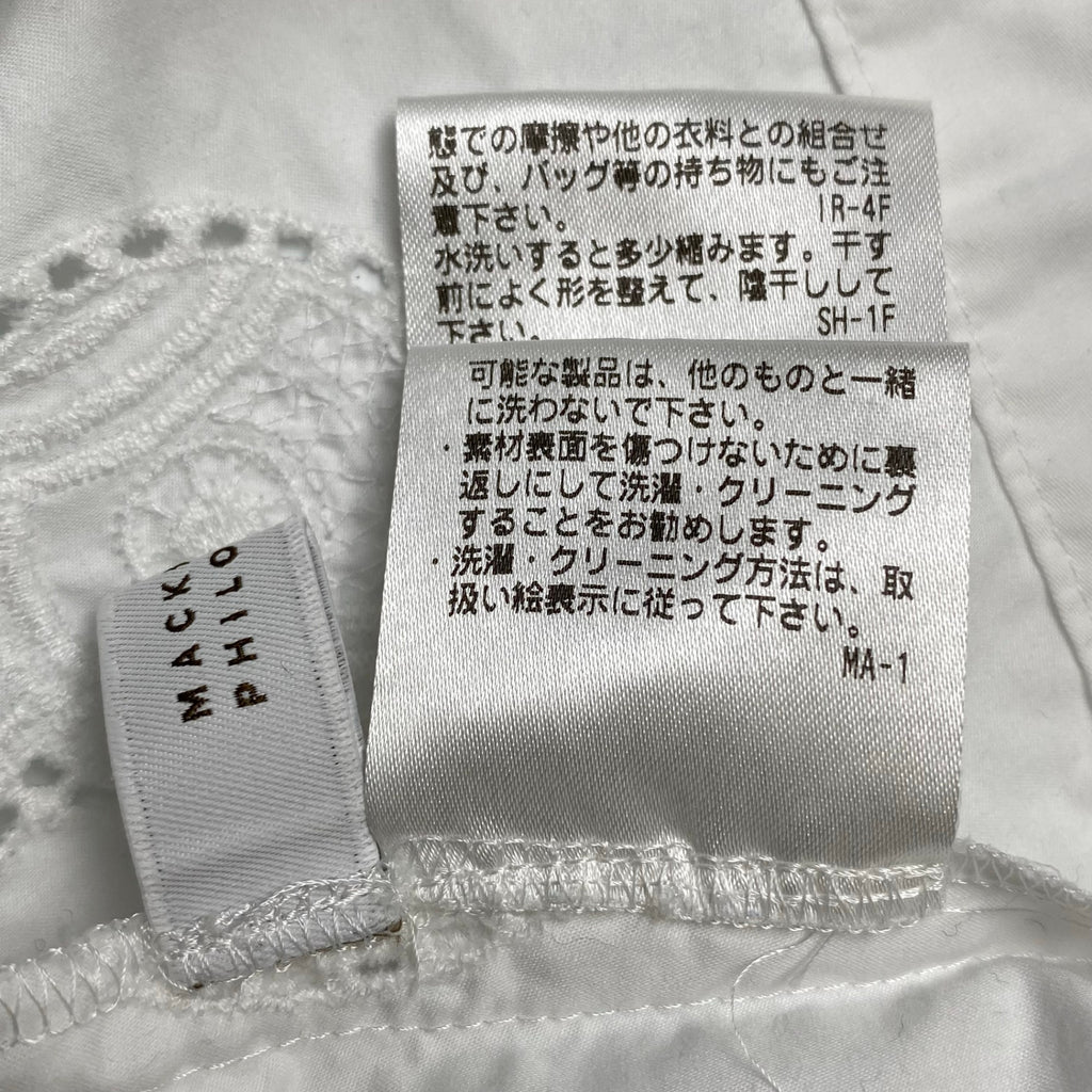 MACKINTOSH PHILOSOPHY / 半袖 エンブロイダリー カットワーク ブラウス ホワイト 参考定価：20,000程度 SIZE:36