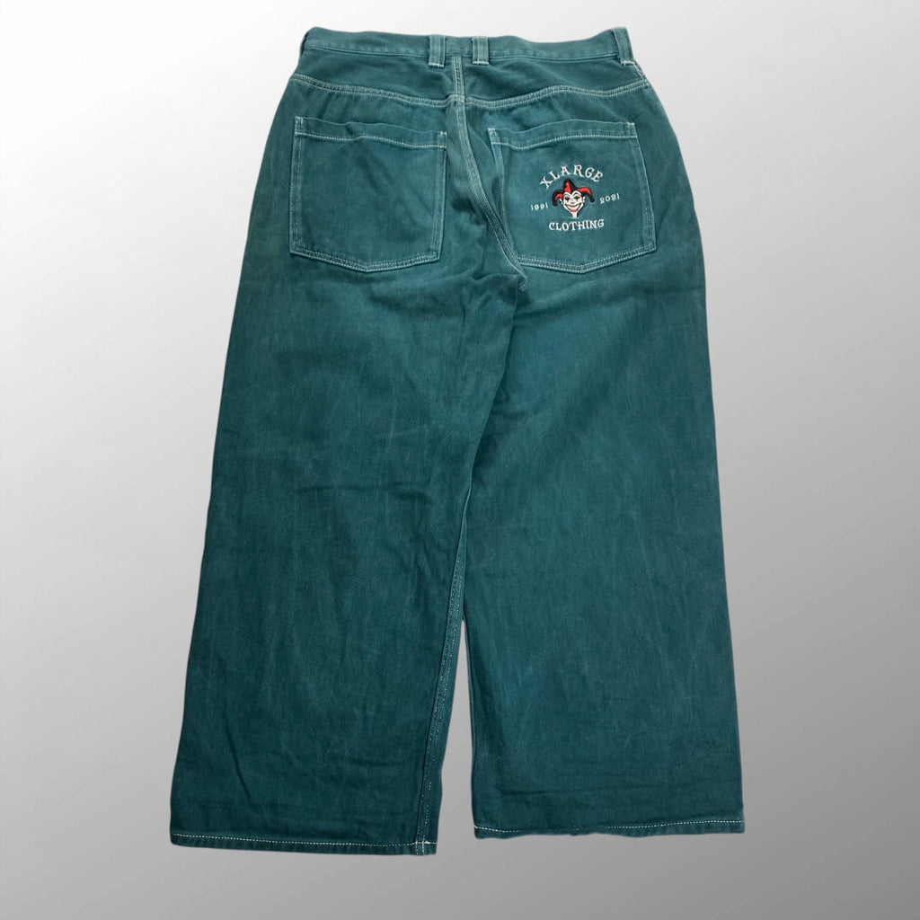 X LARGE エクストララージ / CONTRAST STITCH WIDE PANTS ワイドパンツ グリーン 参考定価：12,000+tax SIZE：34