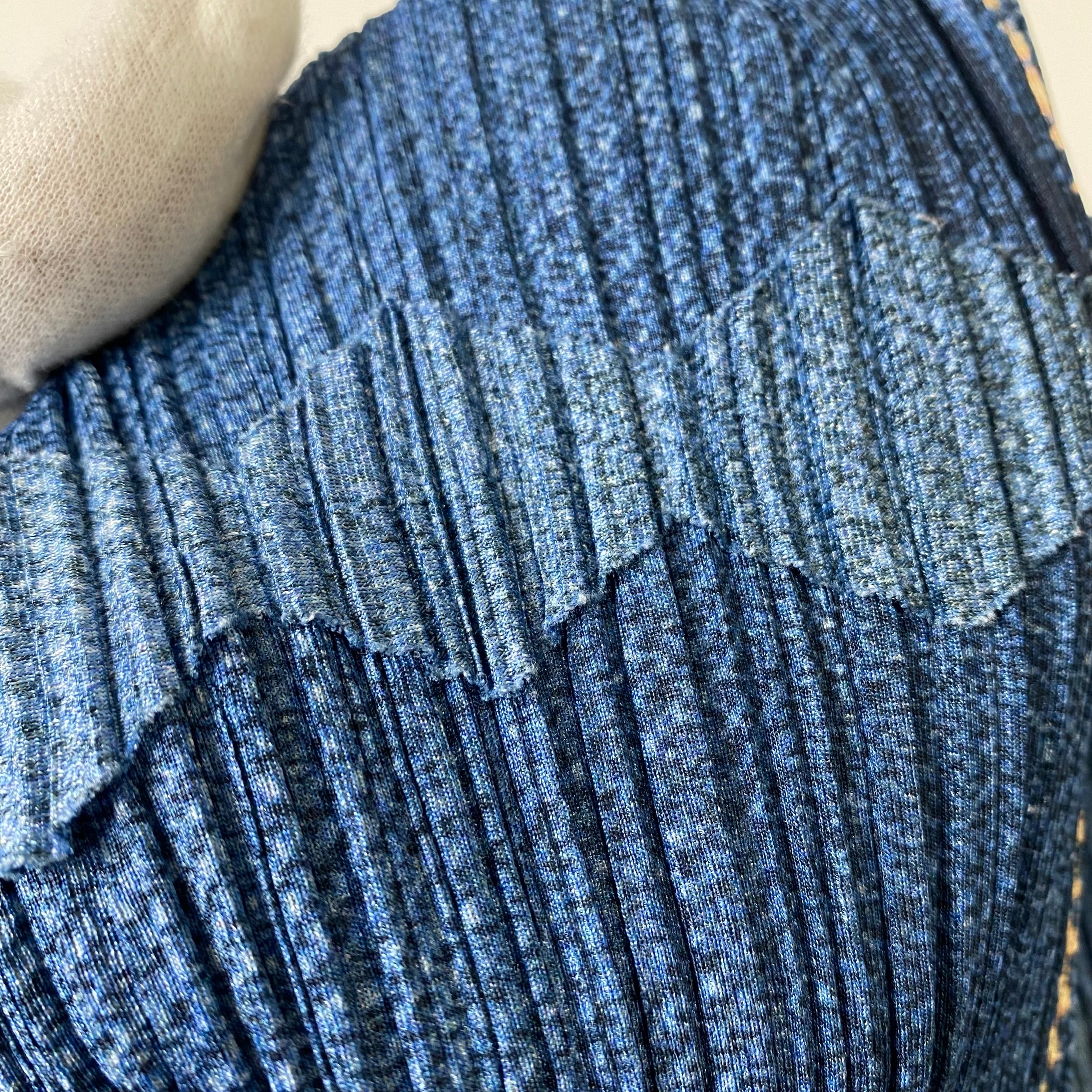 PLEATS PLEASE ISSEY MIYAKE プリーツプリーズ イッセイミヤケ パッチワーク デニム転写 プリーツ シャツ