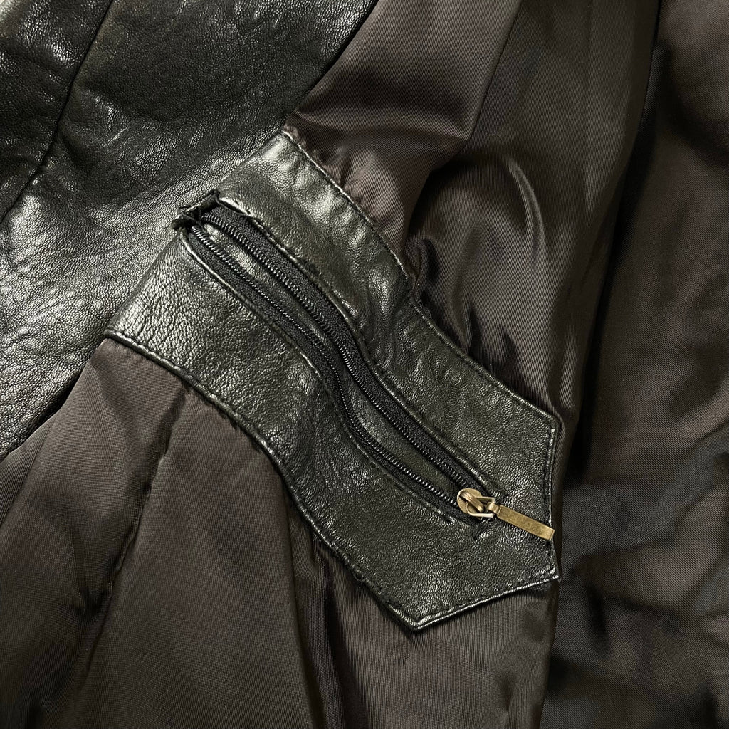 VINTAGE ヴィンテージ / レザーライダースジャケット 短丈 茶芯 SIZE:L