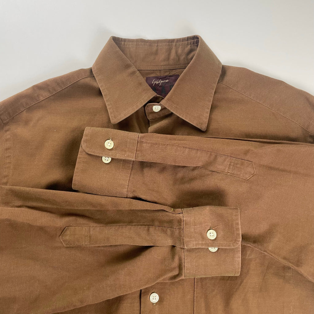 Yohji Yamamoto A.A.R ヨウジヤマモト アール / 90-00s 偏光 ボックスシルエットシャツ ブラウン 参考定価：16,000程度 SIZE：M