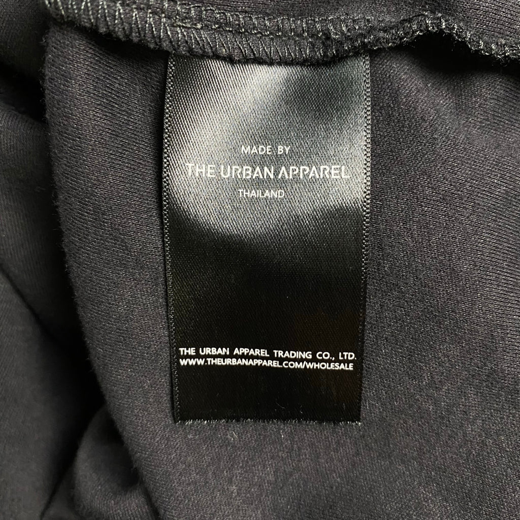 THE URBAN APPAREL / フーディTEE 半袖パーカー ブラック コットン100％