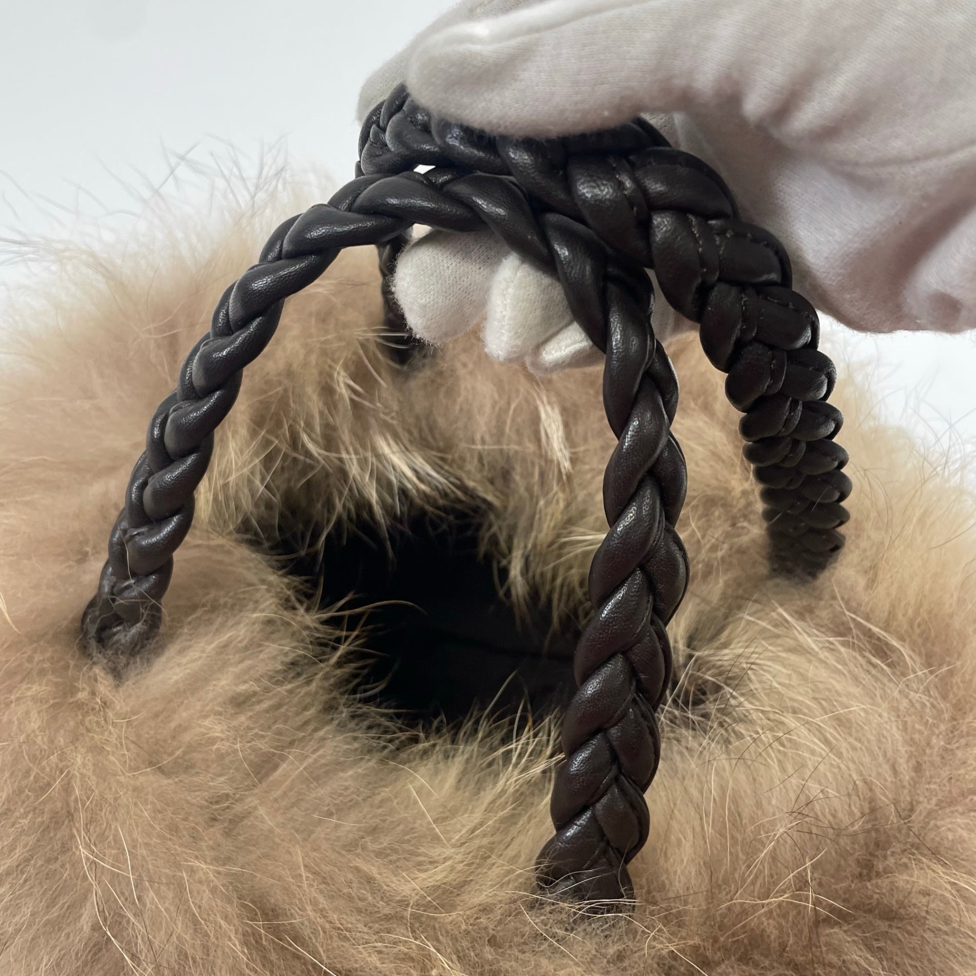 Leilian レリアン / レザー×ファーバケツバッグ ブラウン