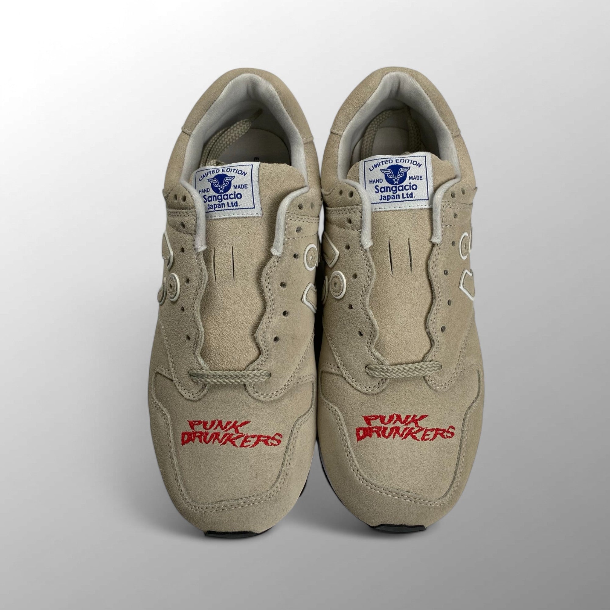 【未使用品】 Sangacio × PUNK DRUNKERS サンガッチョ パンクドランカーズ / にゅ × PDS「パ」 コラボスニーカー LIGHT GRAY