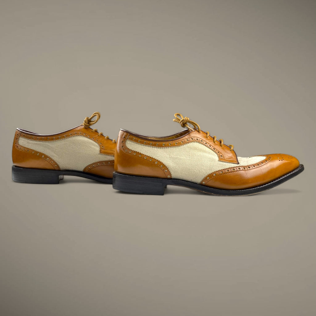 【VINTAGE】 YVES SAINT LAURENT イブサンローラン / ヴィンテージ キャンバス×レザー ウイングチップ SIZE：11