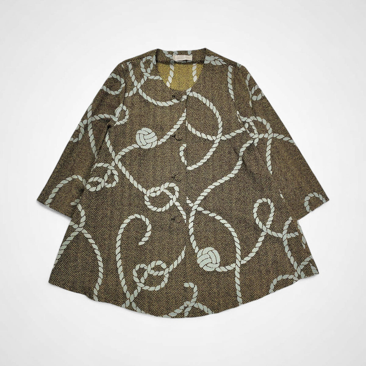 詩仙堂 Hitoshi Tamura / ロープ柄 しめ縄 ちりめん ノーカラージャケット 参考定価：30,000程度 SIZE:FREE