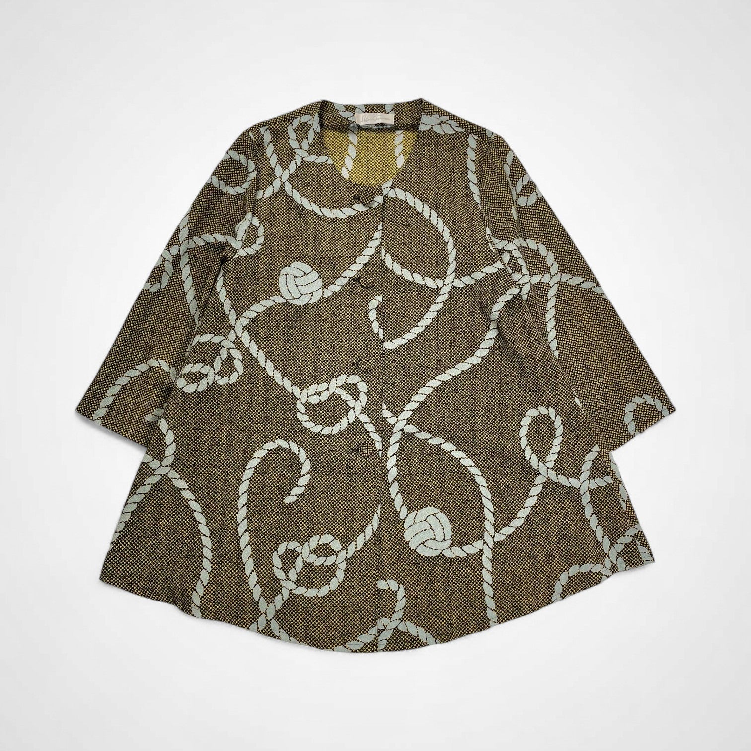 詩仙堂 Hitoshi Tamura / ロープ柄 しめ縄 ちりめん ノーカラージャケット 参考定価：30,000程度 SIZE:FREE