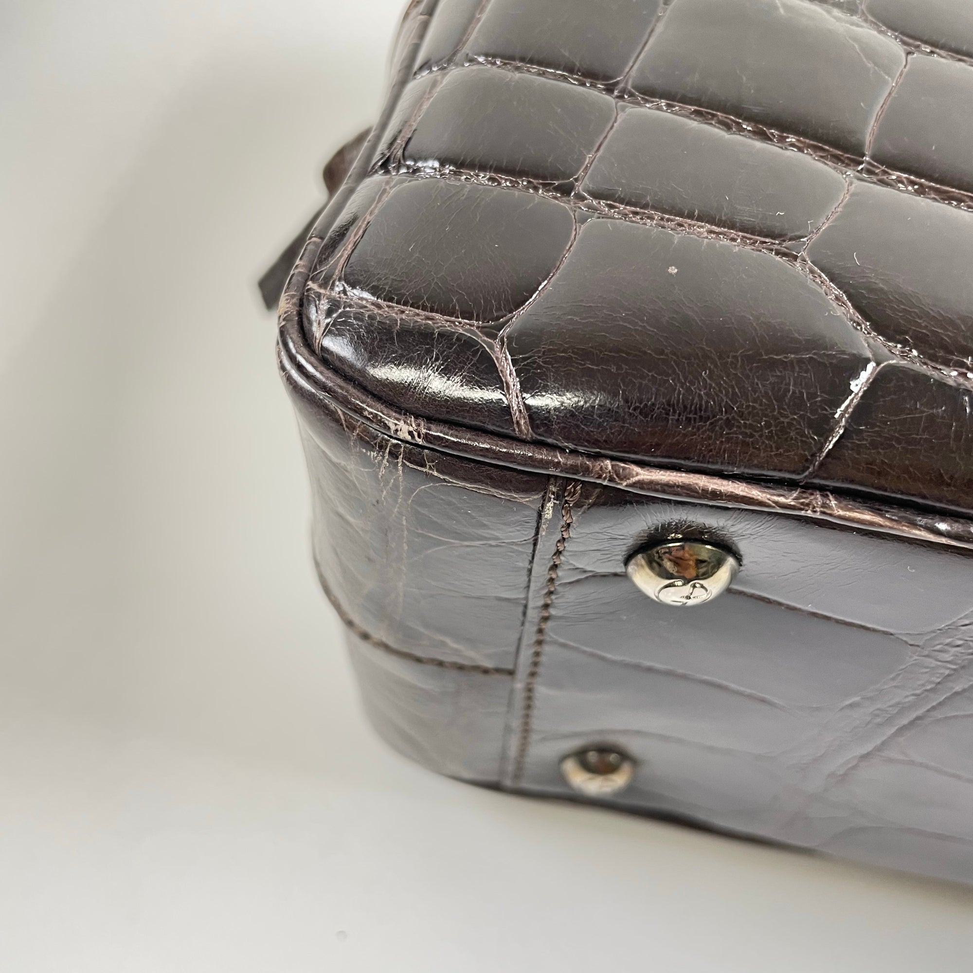 GIORGIO ARMANI / 90-00s ヴィンテージ クロコ型押しハンドバッグ 参考定価：400,000程度