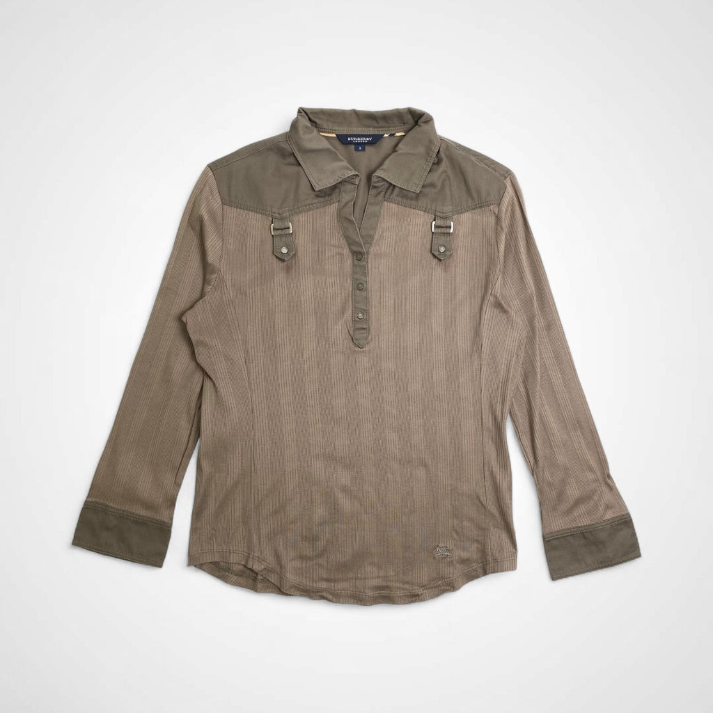 BURBERRY LONDON バーバリー ロンドン / ギミック プルオーバーシャツ カットソー ブラウン SIZE:2(M程度)