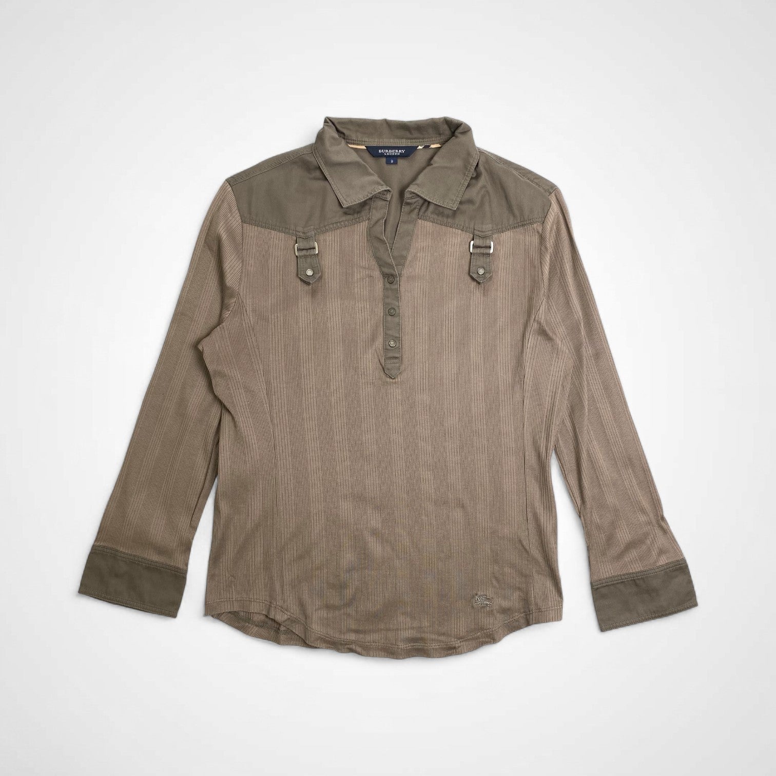 BURBERRY LONDON バーバリー ロンドン / ギミック プルオーバーシャツ カットソー ブラウン SIZE:2(M程度)