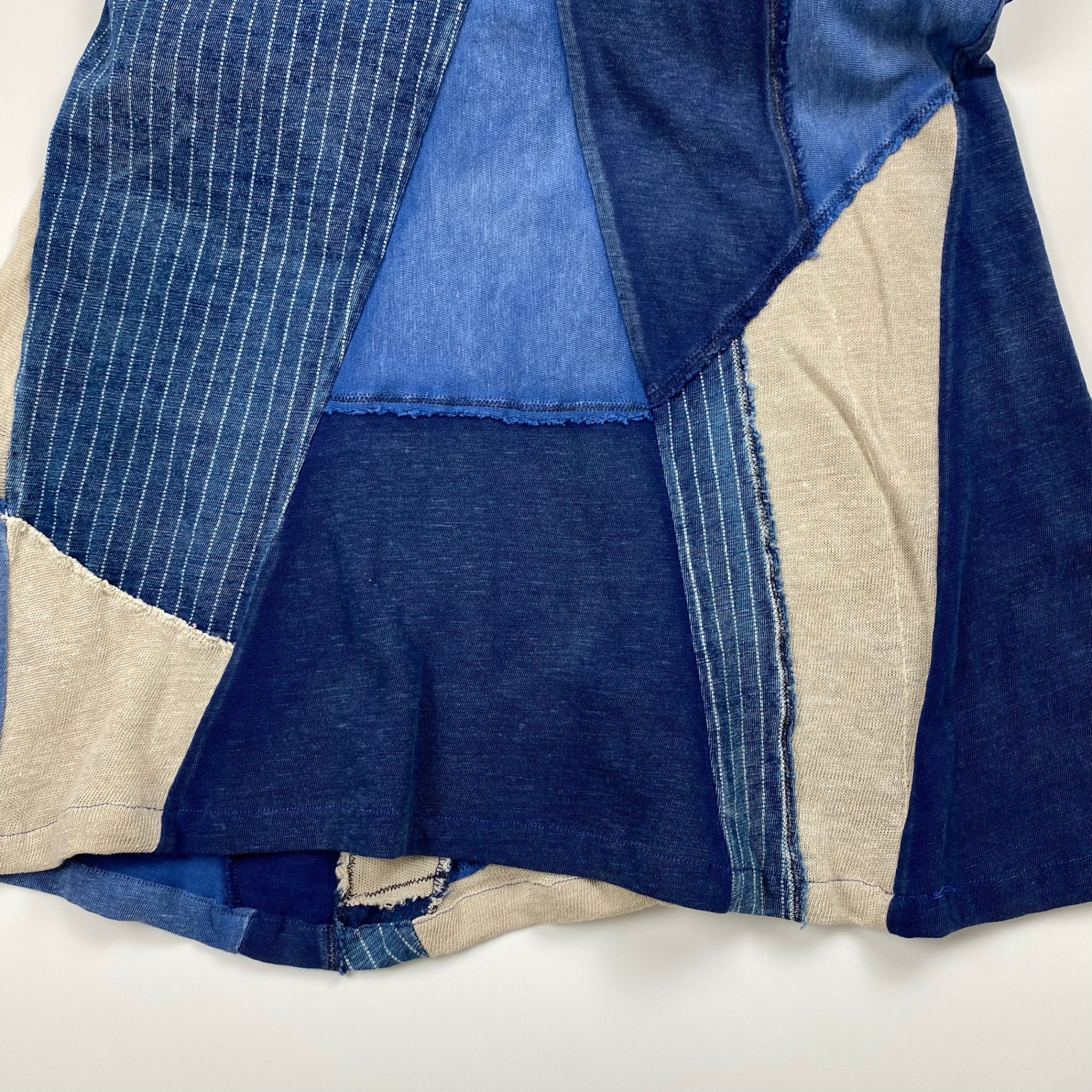 KAPITAL キャピタル / パッチワーク インディゴ タイト ロングスカート コットン リネン SIZE:XS