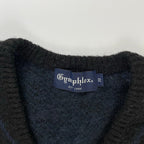 Gymphlex ジムフレックス / モヘヤMIXアーガイルVネック ネイビー×グリーン×ブラック 参考定価：16,000程度 SIZE：12