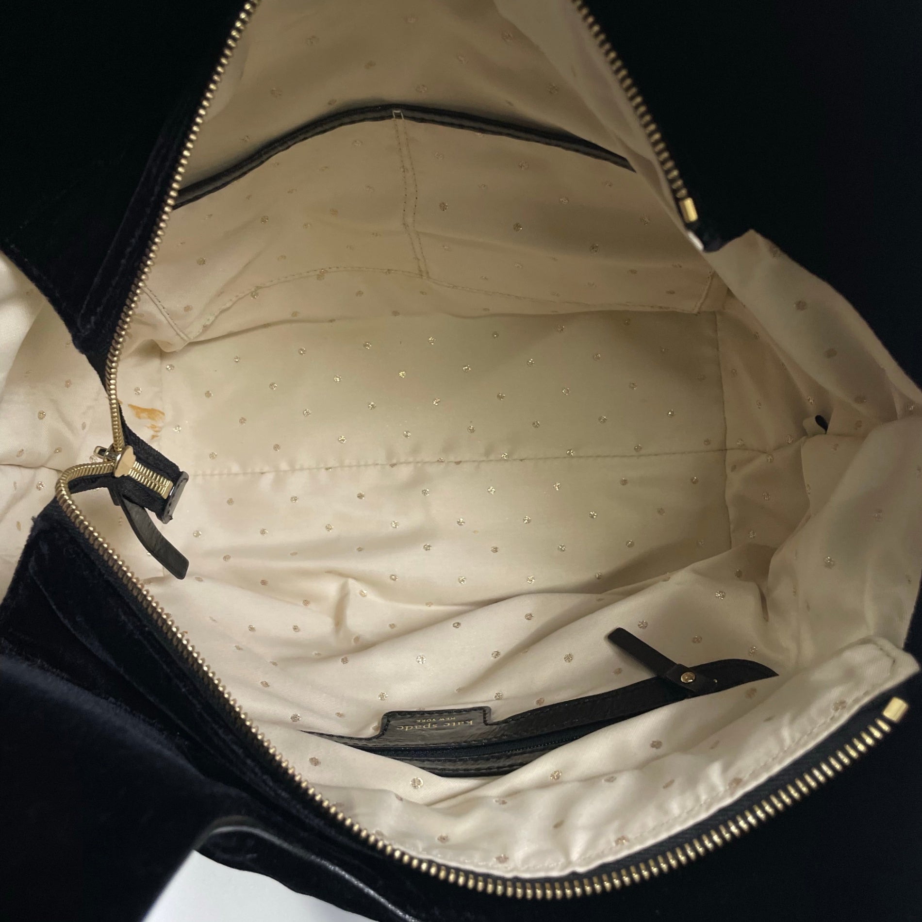 kate spade new york ケイトスペードニューヨーク / ベロアフラワーハンドバッグ ブラック 参考定価：30,000程度