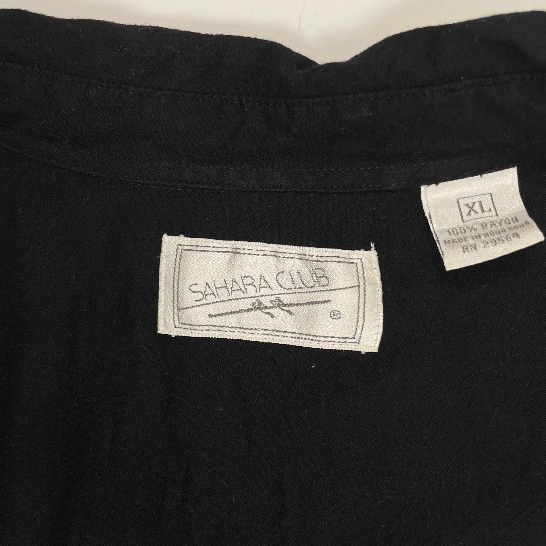 VINTAGE ヴィンテージ / レーヨンヴィンテージシャツ 彫金メタルボタン ブラック SIZE:XL