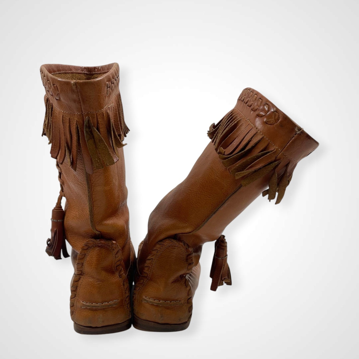 VINTAGE ヴィンテージ / フリンジレザーブーツ ブラウン Y2K イタリア製 SIZE:24.5cm程度