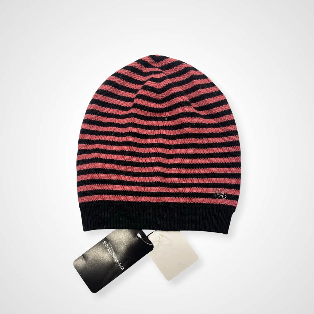 EMPORIO ARMANI エンポリオ アルマーニ / ラインストーン ボーダーニット帽 未使用品 SIZE：S