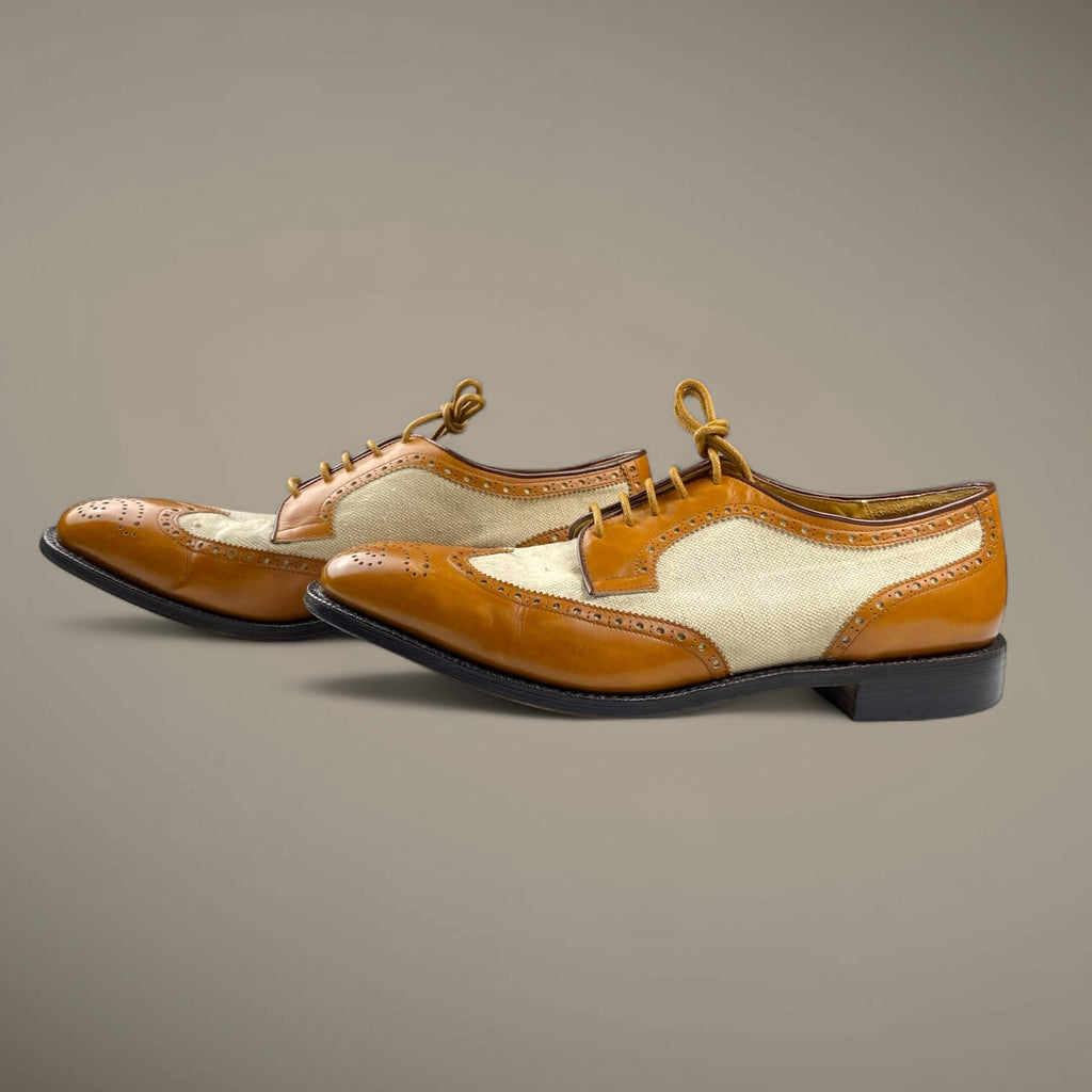 【VINTAGE】 YVES SAINT LAURENT イブサンローラン / ヴィンテージ キャンバス×レザー ウイングチップ SIZE：11