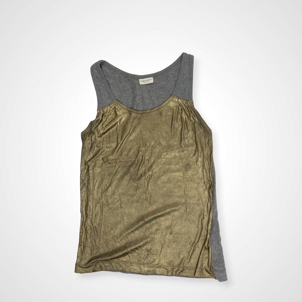 DRIES VAN NOTEN ドリスヴァンノッテン / 2トーンタンクトップ グレー×ゴールド 参考定価：30,000程度 SIZE:XS