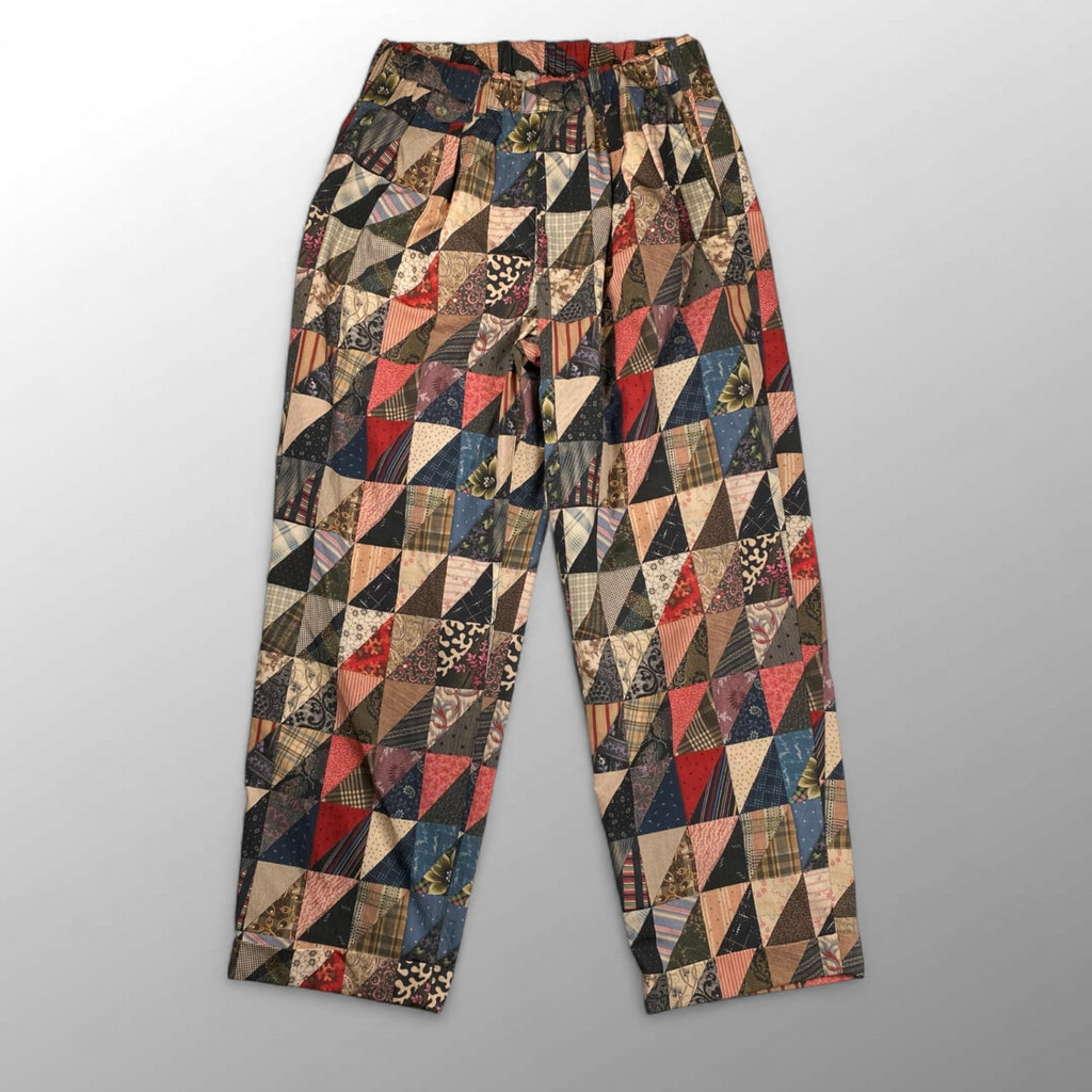 【タグ付 極美品 25SS】 BEAMS PLUS ビームスプラス / 2 Pleats Relax Trousers パッチワークプリント イージーパンツ 参考定価：24,000+tax SIZE：M(XL程度)