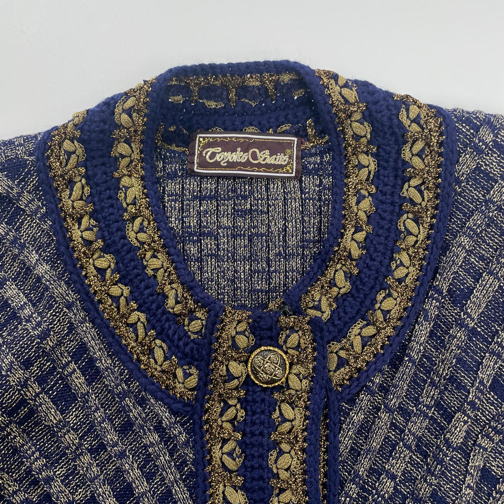 齋藤都世子 toyoko saito / エンブロイダリーニットセットアップ 参考定価：150,000程度 SIZE:M-L程度