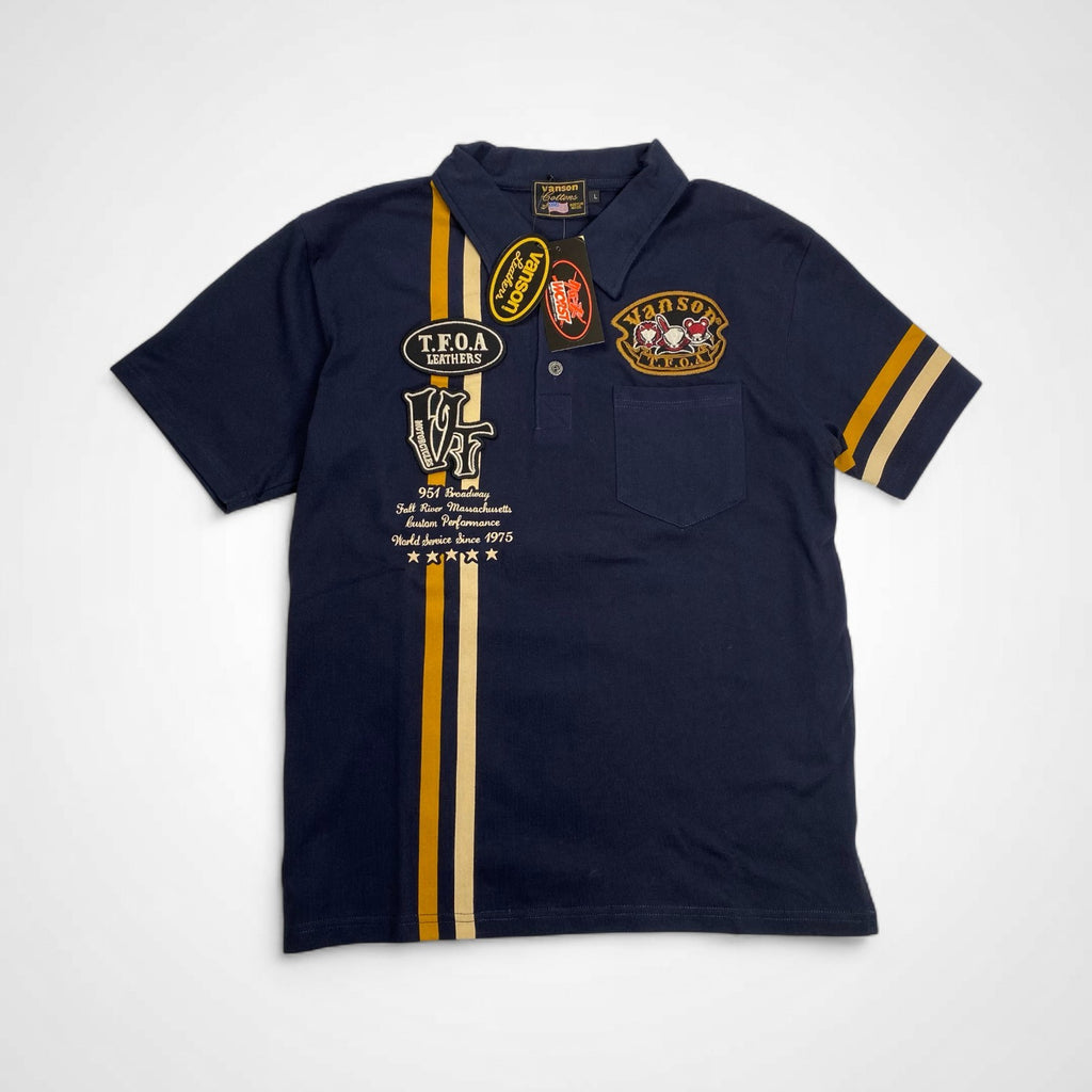 vanson × 「クローズ」 武装戦線 バンソン / 「別動隊」 刺繍 デスラビット ポロシャツ 未使用 SIZE:L