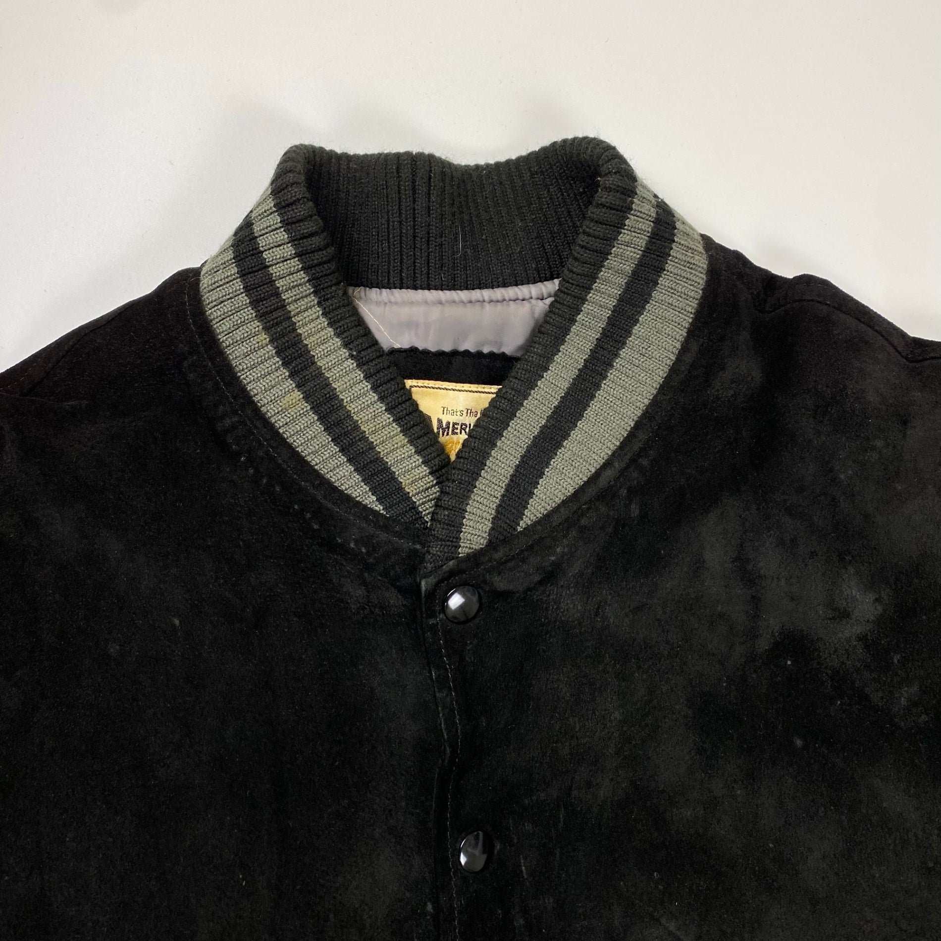 SCENE CLUB from VAN JACKET シーン ヴァンヂャケット / ヴィンテージスタジャン ピッグスウェード カウレザー ブラック SIZE:L