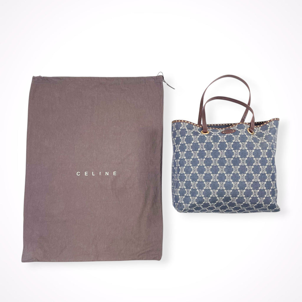 CELINE / スタッズデザイン デニムマカダムトートバッグ