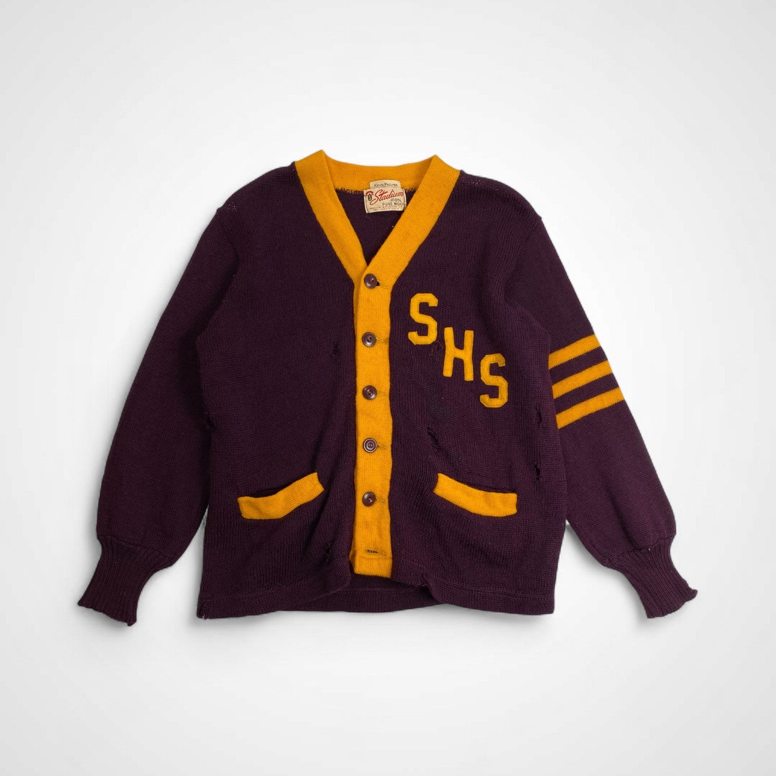 50s Stadium スタジアム / ヴィンテージ レタードカーディガン PURE WOOL SIZE:M程度