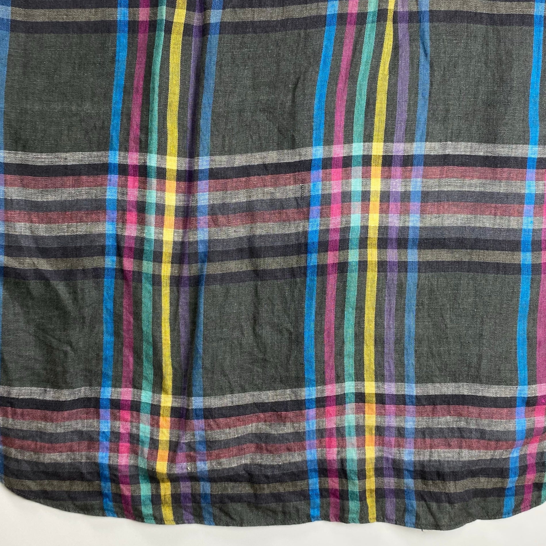 VINTAGE LANVIN PARIS ランバン パリ / リネン100％ チェック柄 ヴィンテージ シャツ MADE IN ITALY SIZE：L