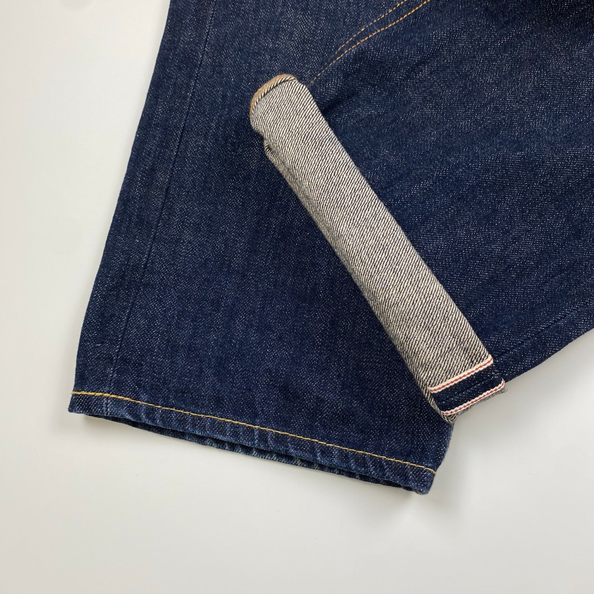 DENHAM デンハム / DRILL VJS regular fit denim pant デニムパンツ セルビッジ レザーパッチ ハサミスレキ 濃紺  SIZE:W34