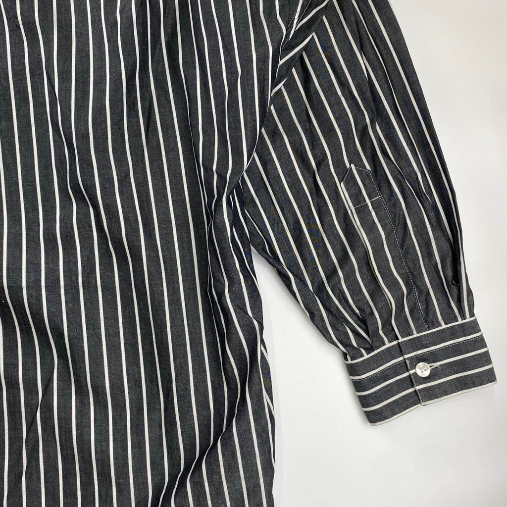 V2 BY VERSACE ベルサーチ ベルサーチェ ヴィンテージ / ストライプ シャツ ボタンダウン ビッグシルエット SIZE：M（XL程度）