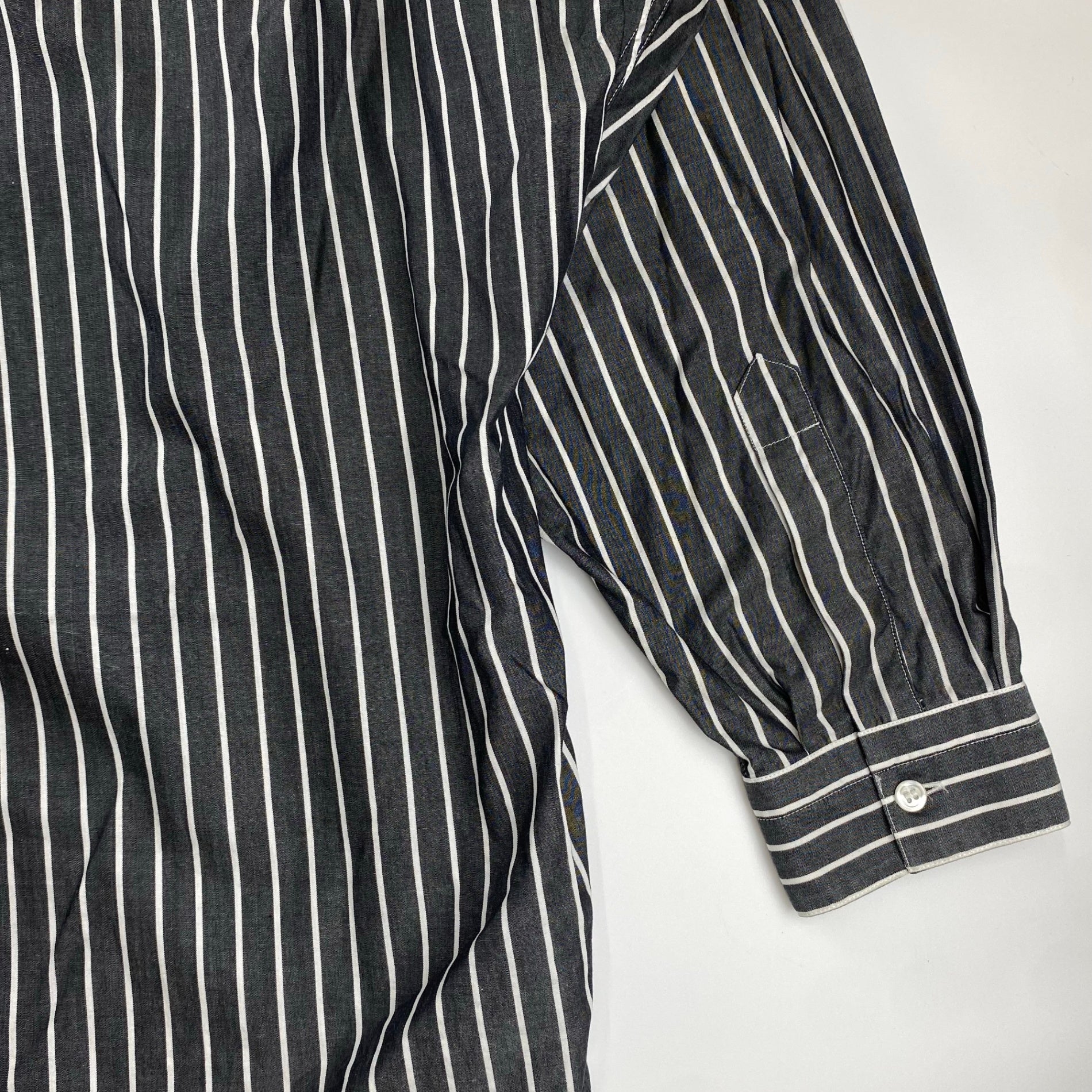 V2 BY VERSACE ベルサーチ ベルサーチェ ヴィンテージ / ストライプ シャツ ボタンダウン ビッグシルエット SIZE：M（XL程度）