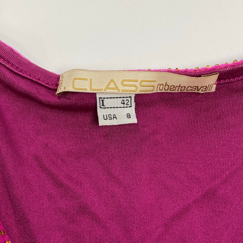 CLASS roberto cavalli ロベルト カヴァリ / シルク100％ ノースリーブ ビジューカットソー フリル 参考定価：35,000程度 SIZE:42(M程度)