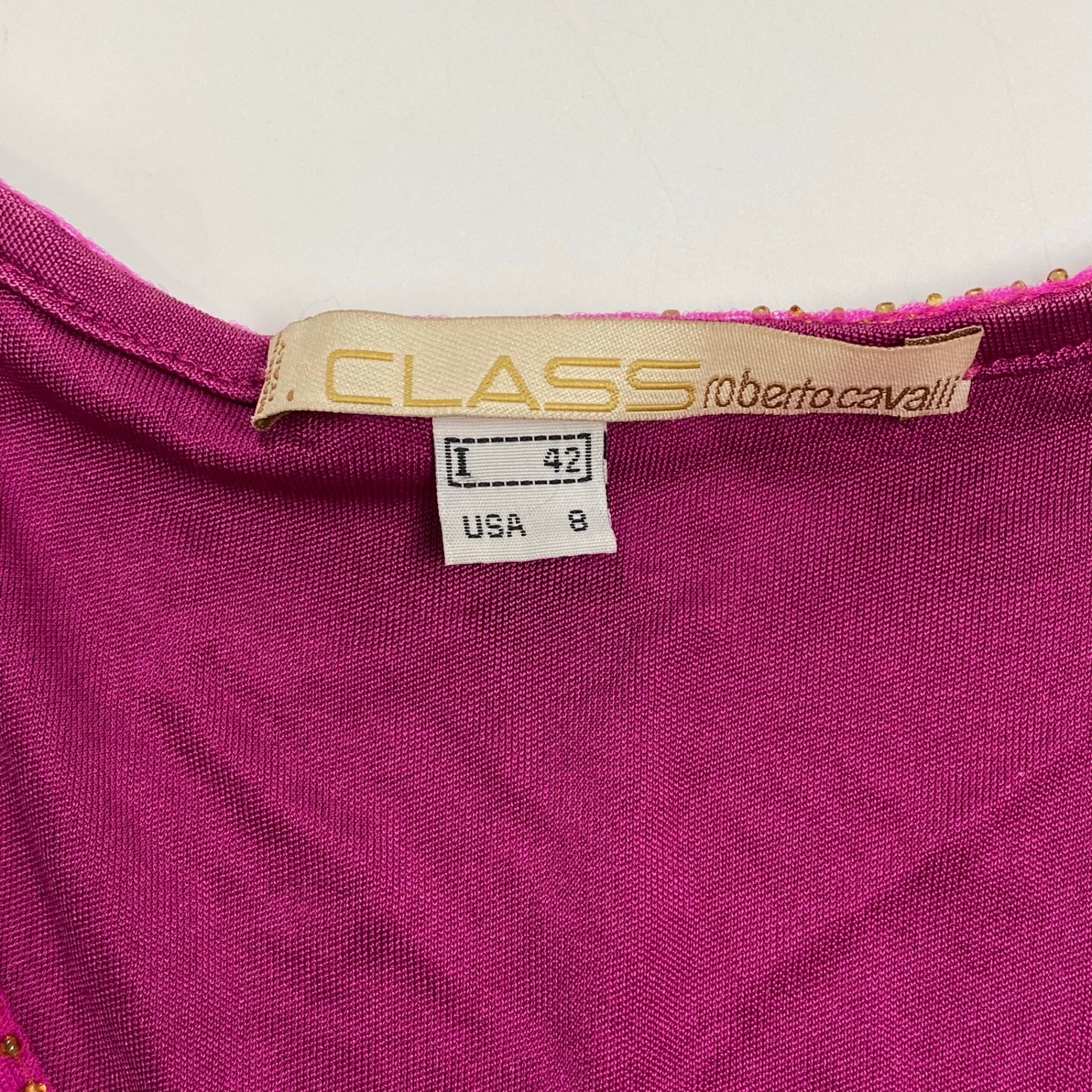 CLASS roberto cavalli ロベルト カヴァリ / シルク100％ ノースリーブ ビジューカットソー フリル 参考定価：35,000程度 SIZE:42(M程度)