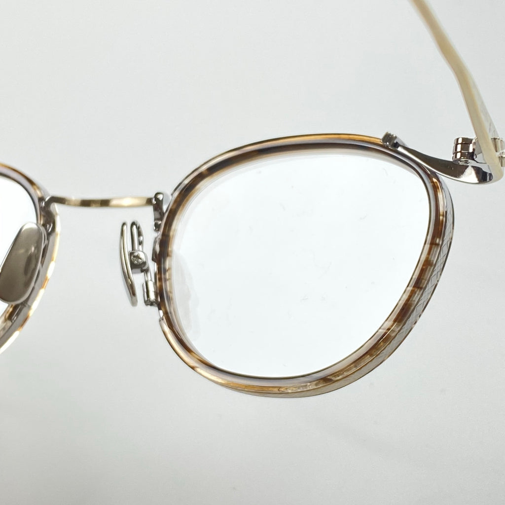 【極美品】 金子眼鏡 premium / KMP-22 シルバーコンビ 伊達メガネ 度なしクリアレンズ