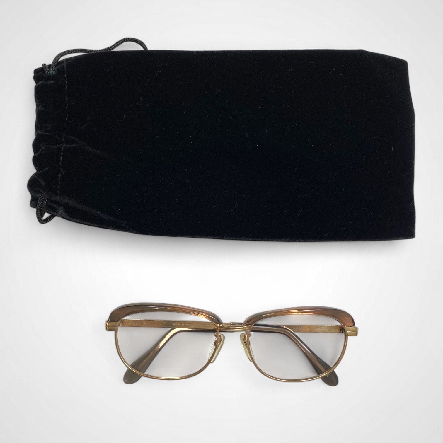 EURO VINTAGE 西ドイツ製 / ヴィンテージ メガネ アイブロウ K10GF ブラウン ゴールド レンズ無