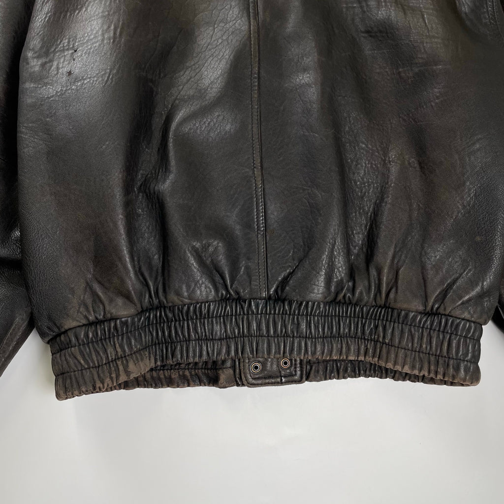 VINTAGE ヴィンテージ / レザーライダースジャケット 短丈 茶芯 SIZE:L