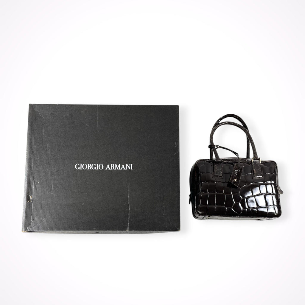 GIORGIO ARMANI / 90-00s ヴィンテージ クロコ型押しハンドバッグ 参考定価：400,000程度