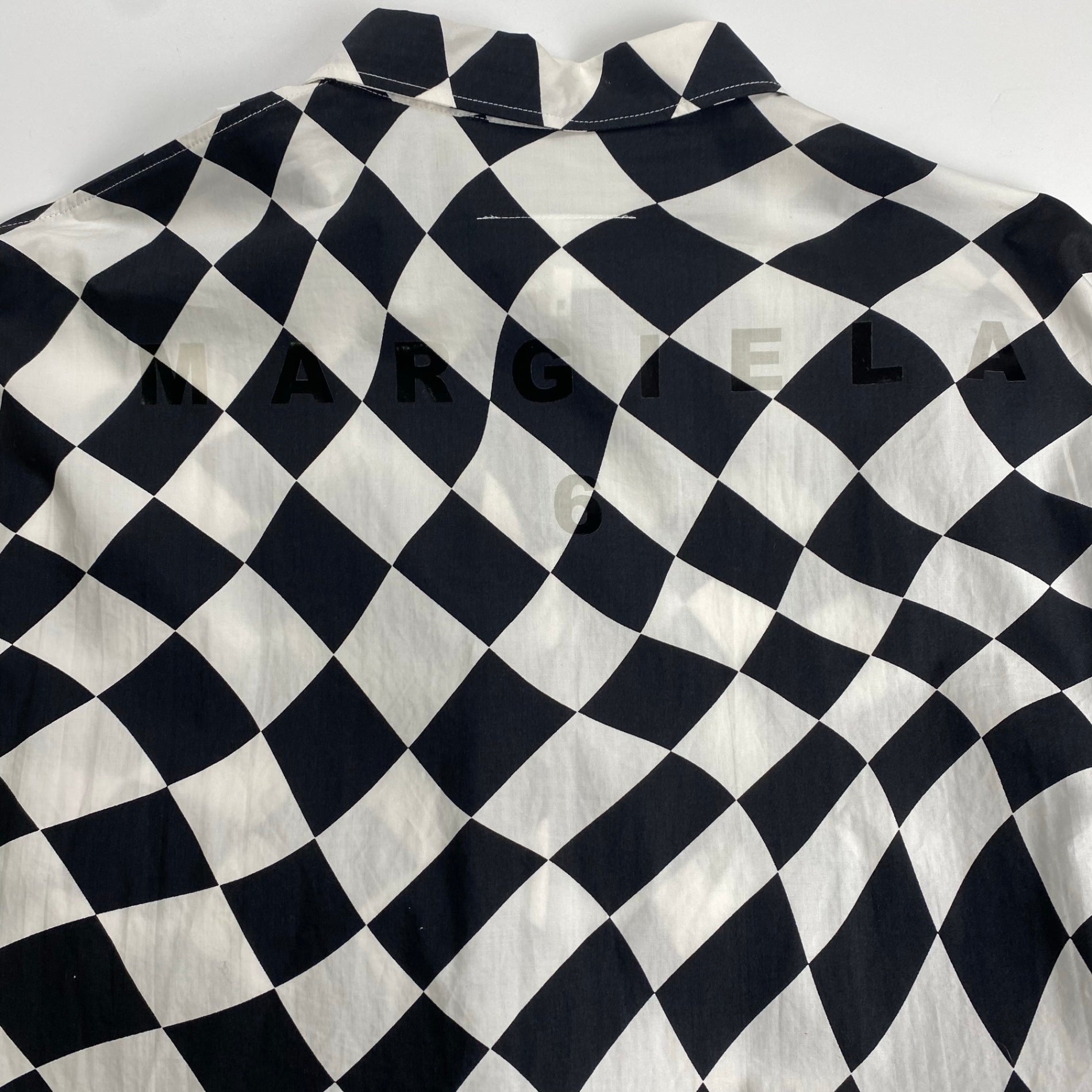 MM6 Maison Margiela  エムエムシックスメゾンマルジェラ / OVERSIZED DISTORTED CHESS PRINT LONG SHIRT チェッカーボード ロングシャツ SIZE：S