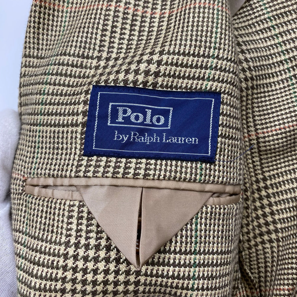 【HARITAGE ICON】 Polo by Ralph Lauren ポロ バイ ラルフローレン / リネン100％ 段返り ツイードジャケット 参考定価：150,000程度 SIZE:36S
