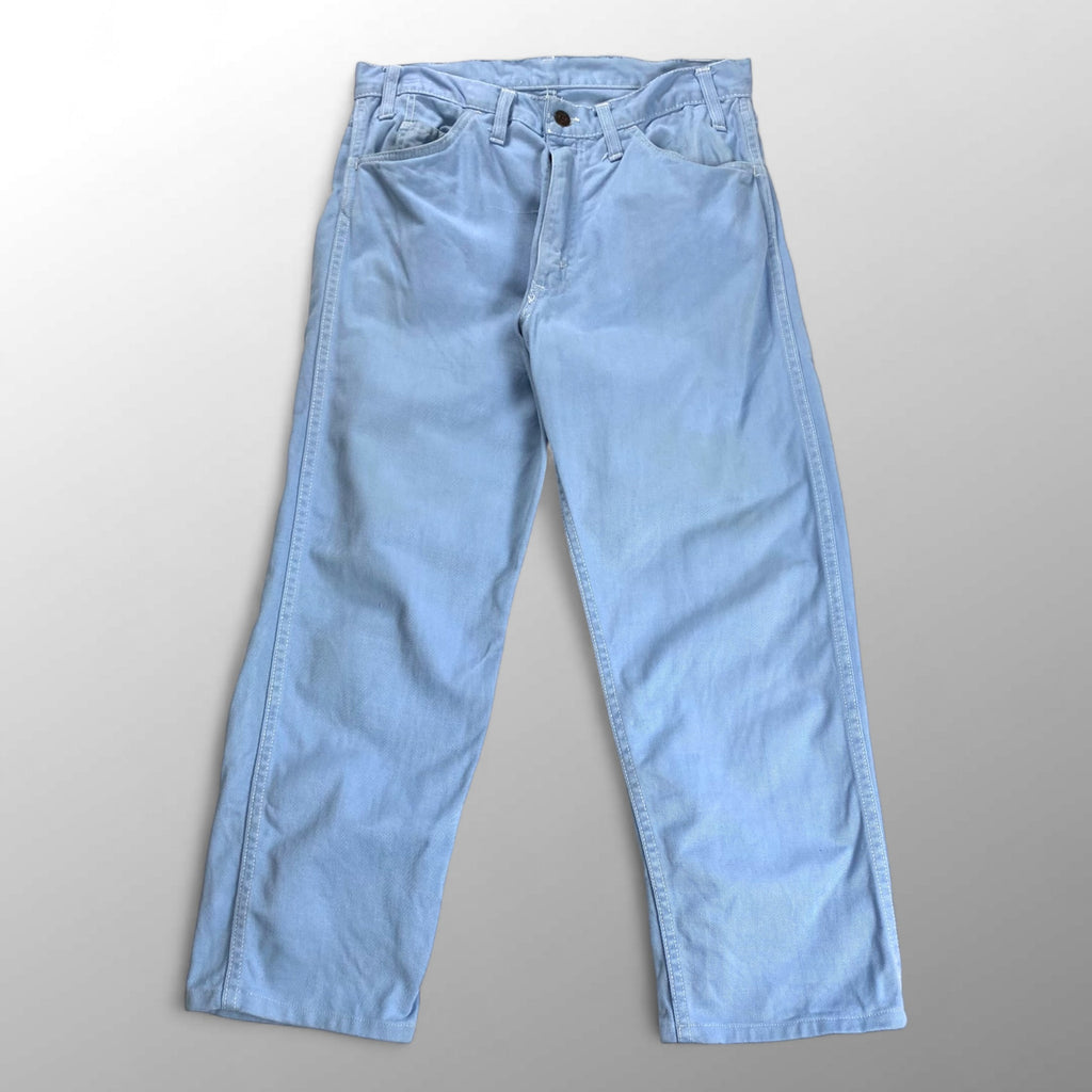 推定60年代 Levi's リーバイス / コットンツイル パンツ 白タブBIG E 片ツメIDEAL ボタン裏点々刻印 ブルー SIZE:W84cm