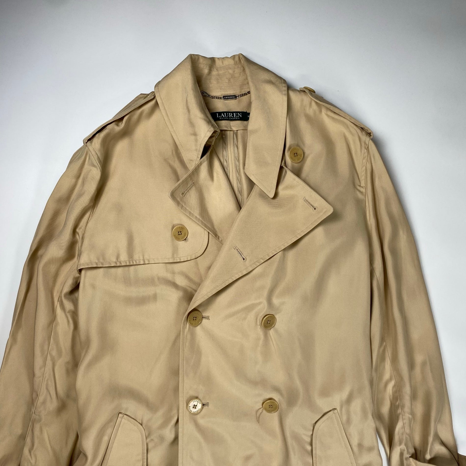 LAUREN RALPH LAUREN ローレンラルフローレン / ベルテッドトレンチコート 仕付け糸付 参考定価：50,000程度 SIZE：M