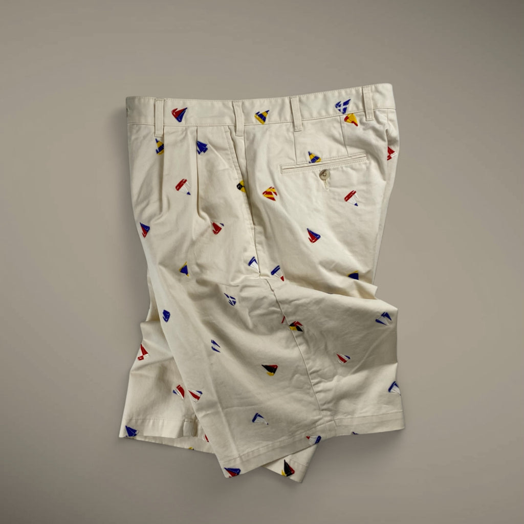 【未使用】 BEAMS PLUS ビームスプラス / 2 Pleats Shorts Embroidery On Print 5ポケット 2タック ハーフパンツ 参考定価：30,000+tax SIZE:L