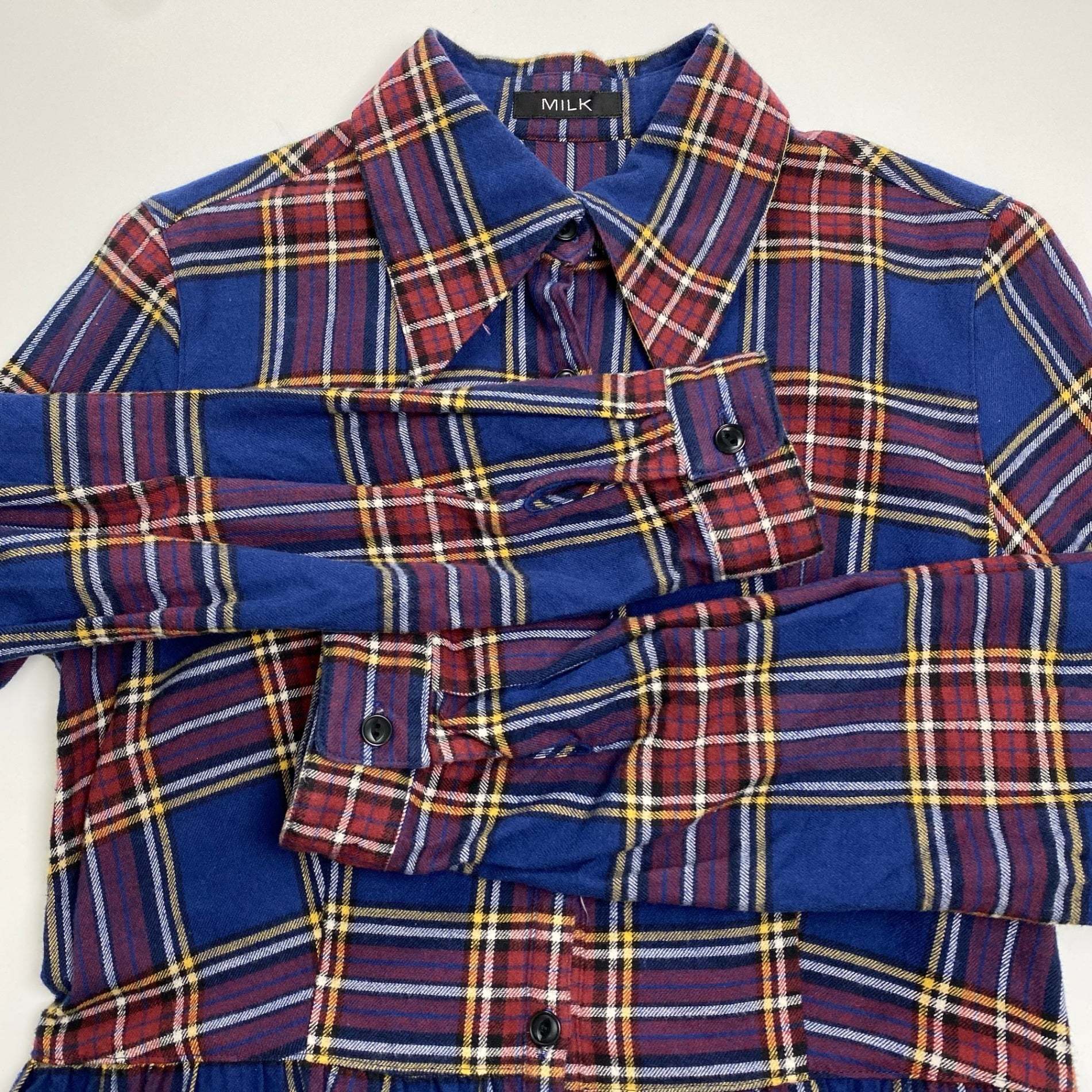 MILK ミルク / チェック 背面編み上げ フランネル シャツワンピース 参考定価：30,000程度 SIZE：FREE
