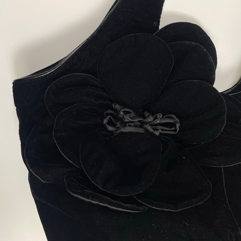 kate spade new york ケイトスペードニューヨーク / ベロアフラワーハンドバッグ ブラック 参考定価：30,000程度